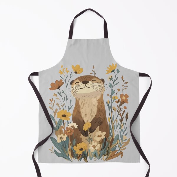 Item preview, Happy Otter – Wildflower Cottagecore Illustration designed and sold by UUniqueIImprint.