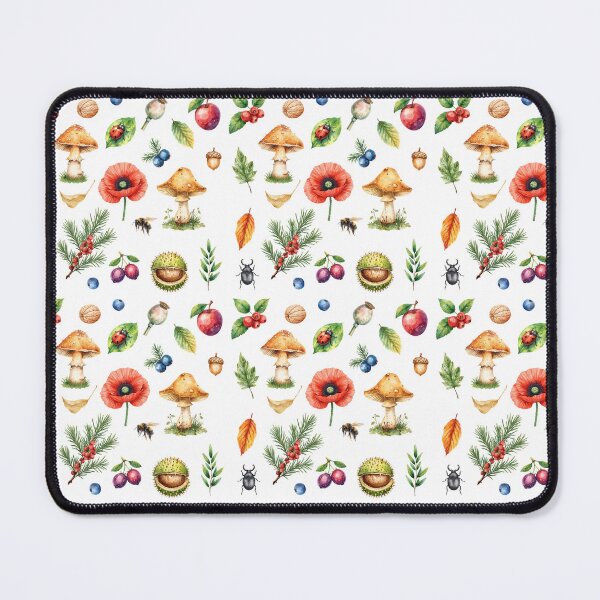 Item preview, Woodland Botanical Watercolor Pattern | Mushrooms, Berries & Forest Life designed and sold by HelgaCraftery.