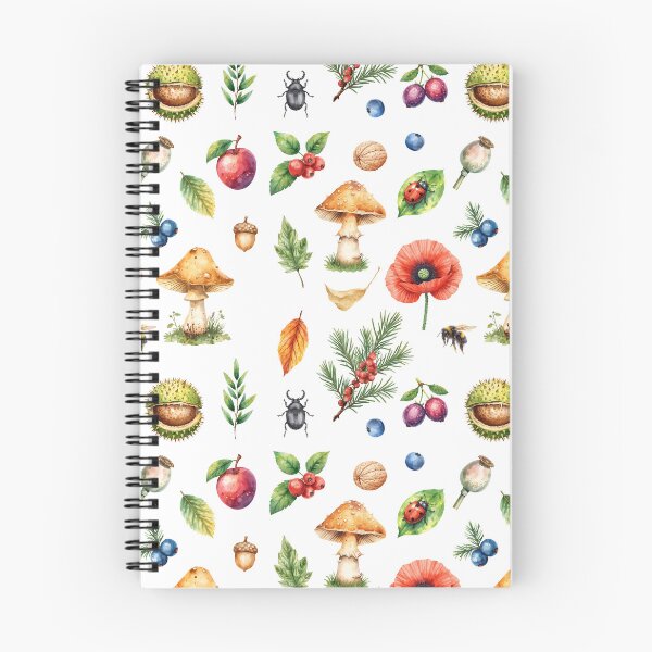 Item preview, Woodland Botanical Watercolor Pattern | Mushrooms, Berries & Forest Life designed and sold by HelgaCraftery.