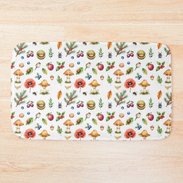 Item preview, Woodland Botanical Watercolor Pattern | Mushrooms, Berries & Forest Life designed and sold by HelgaCraftery.
