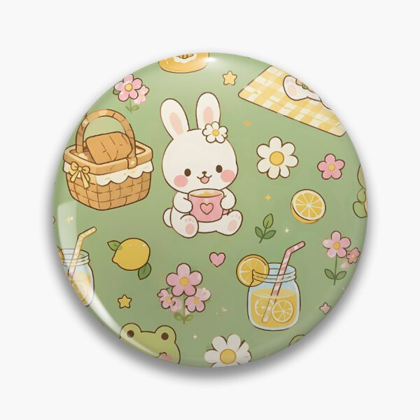 Item preview, Bunny Frog Lemon Picnic Kawaii Pattern designed and sold by Soft Berry Studio.
