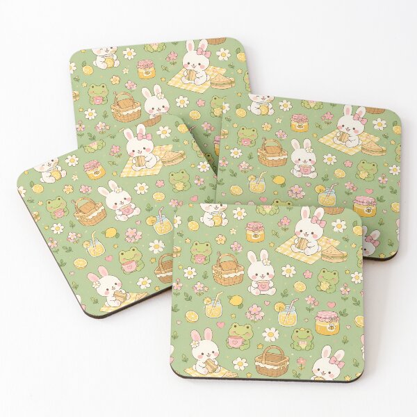 Item preview, Bunny Frog Lemon Picnic Kawaii Pattern designed and sold by Soft Berry Studio.