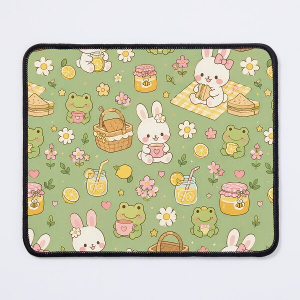 Item preview, Bunny Frog Lemon Picnic Kawaii Pattern designed and sold by Soft Berry Studio.