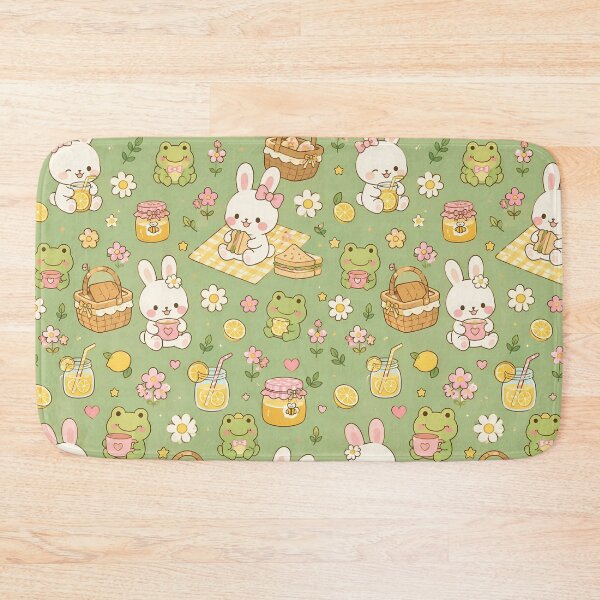 Item preview, Bunny Frog Lemon Picnic Kawaii Pattern designed and sold by Soft Berry Studio.