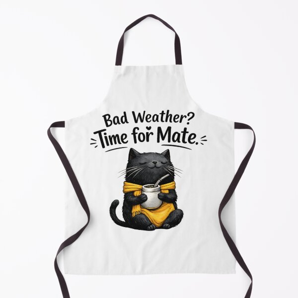 Item preview, Bad Weather Time For Mate Cozy Black Cat Yerba Mate Rainy Day Art designed and sold by PrintAura15.