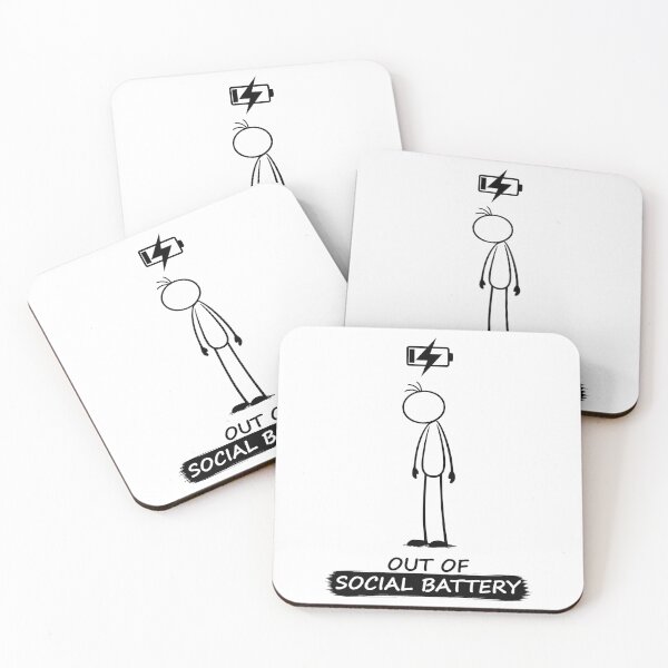 Item preview, Out Of Social Battery Stick Figure designed and sold by Pebl-Co.