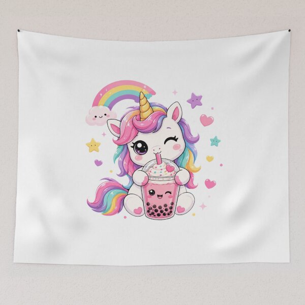 Item preview, Cute Unicorn with Bubble Tea designed and sold by Mysthor-Designs.