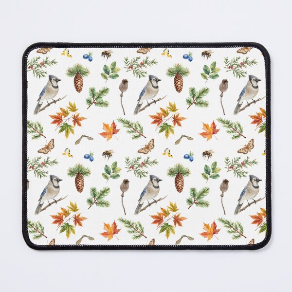 Item preview, Autumn Blue Jay Watercolor Pattern | Forest Leaves & Pine Branches designed and sold by HelgaCraftery.