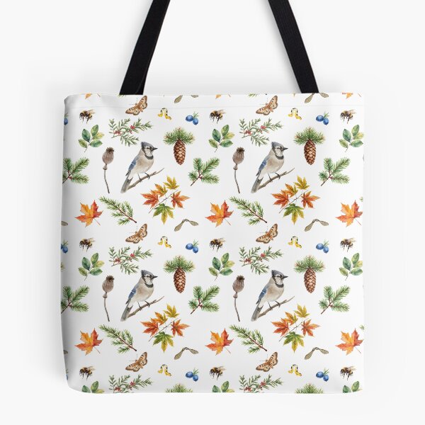 Item preview, Autumn Blue Jay Watercolor Pattern | Forest Leaves & Pine Branches designed and sold by HelgaCraftery.