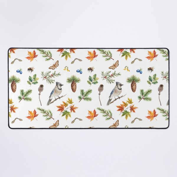 Item preview, Autumn Blue Jay Watercolor Pattern | Forest Leaves & Pine Branches designed and sold by HelgaCraftery.