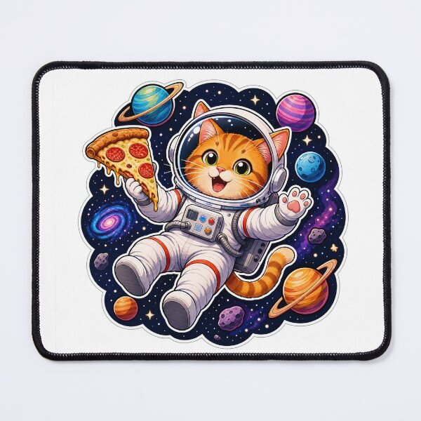 Item preview, Cute Astronaut Cat Floating in Space with Pizza designed and sold by MedRoh.