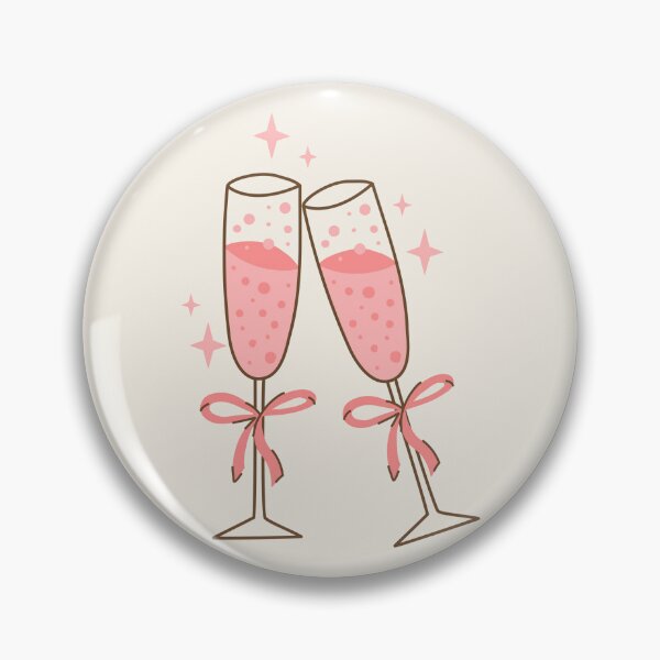 Item preview, Feminine Coquette Aesthetic Ribbon Champagne Glasses Design, Pink Celebratory Cheers Artwork designed and sold by SpringTeaDesigns.