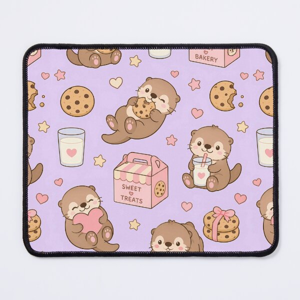 Item preview, Cozy Otter Cookie Milk Kawaii Pattern designed and sold by Soft Berry Studio.