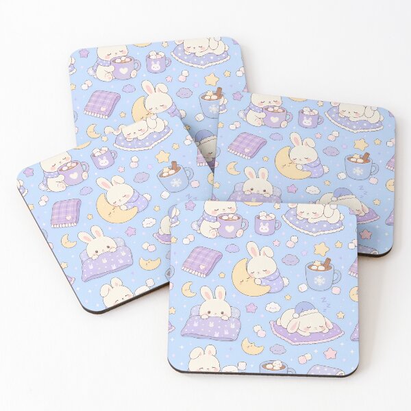Item preview, Sleepy Bunny Starry Cocoa Kawaii Pattern designed and sold by Soft Berry Studio.