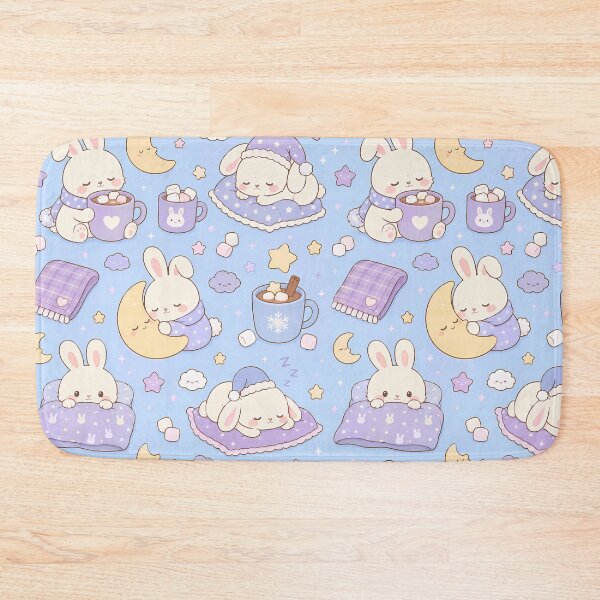 Item preview, Sleepy Bunny Starry Cocoa Kawaii Pattern designed and sold by Soft Berry Studio.