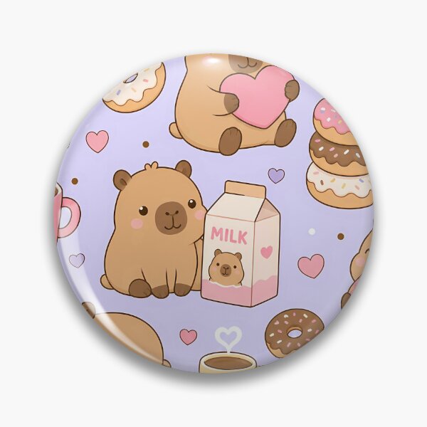 Item preview, Capybara Donut Coffee Kawaii Pattern designed and sold by Soft Berry Studio.