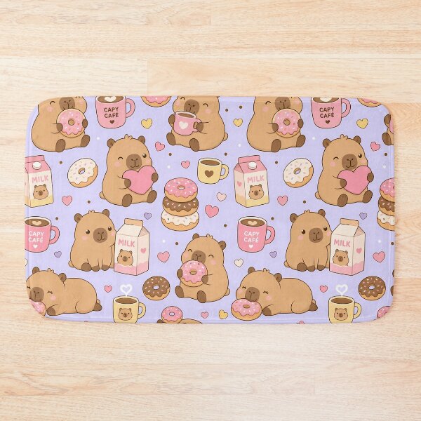 Item preview, Capybara Donut Coffee Kawaii Pattern designed and sold by Soft Berry Studio.