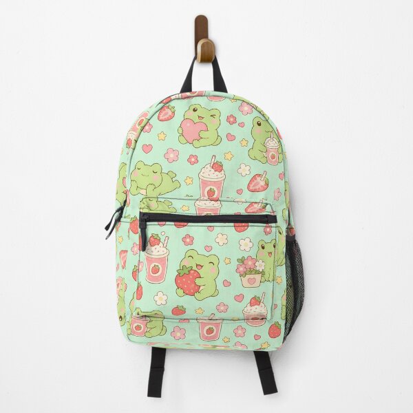 Item preview, Frog Strawberry Smoothie Kawaii Pattern designed and sold by Soft Berry Studio.