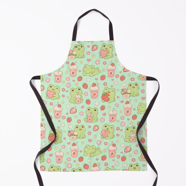 Item preview, Frog Strawberry Smoothie Kawaii Pattern designed and sold by Soft Berry Studio.