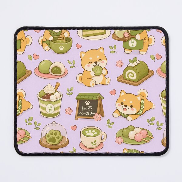 Item preview, Shiba Inu Matcha Bakery Kawaii Pattern designed and sold by Soft Berry Studio.
