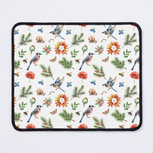 Item preview, Autumn Woodland Watercolor Pattern | Blue Jay, Pine & Fall Leaves designed and sold by HelgaCraftery.