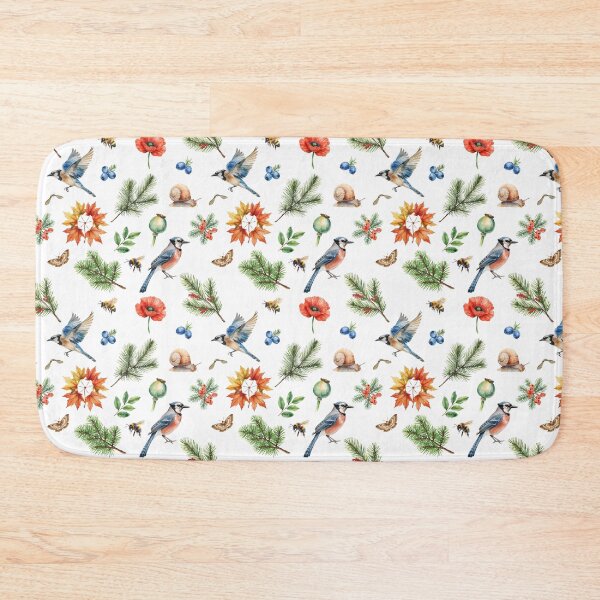 Item preview, Autumn Woodland Watercolor Pattern | Blue Jay, Pine & Fall Leaves designed and sold by HelgaCraftery.