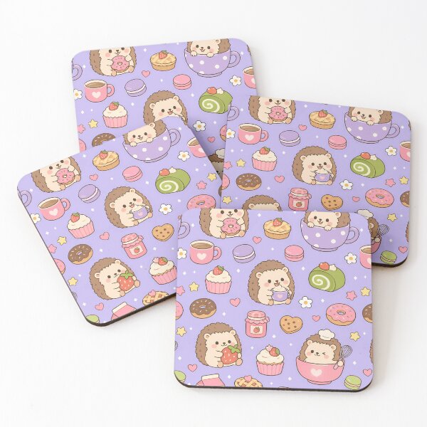 Item preview, Kawaii Hedgehog Strawberry Bakery Pattern designed and sold by Soft Berry Studio.