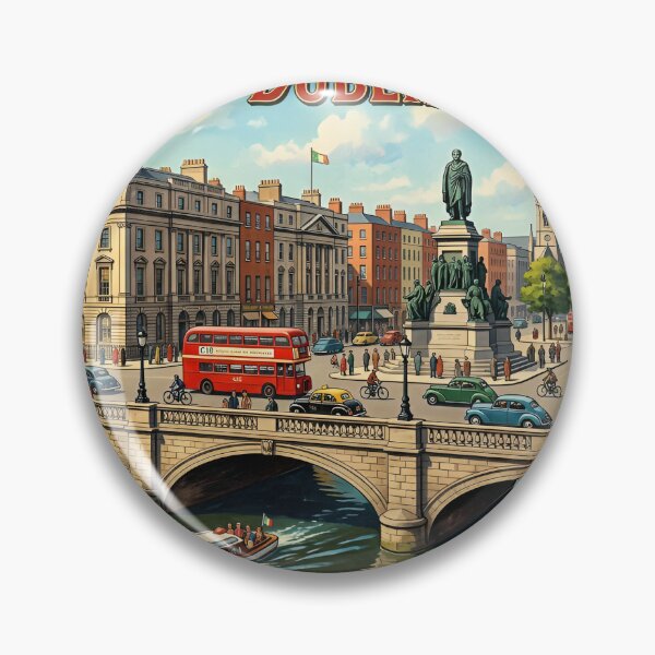 Item preview, Greetings from Dublin Ireland Vintage Style Postcard Retro O'Connell Bridge Travel Art designed and sold by markomundo.