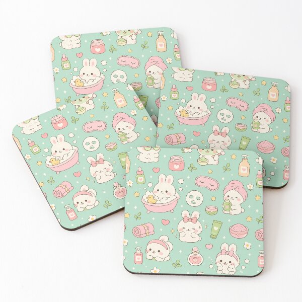 Item preview, Kawaii Bunny Spa Self Care Pattern designed and sold by Soft Berry Studio.