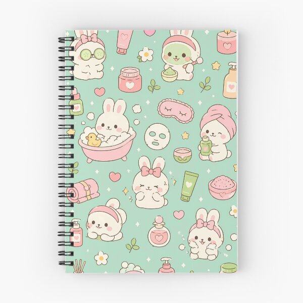 Item preview, Kawaii Bunny Spa Self Care Pattern designed and sold by Soft Berry Studio.