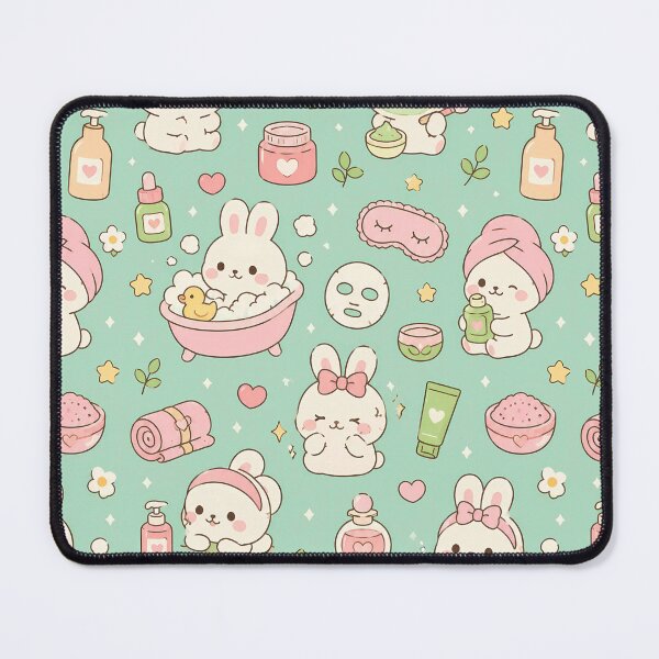 Item preview, Kawaii Bunny Spa Self Care Pattern designed and sold by Soft Berry Studio.