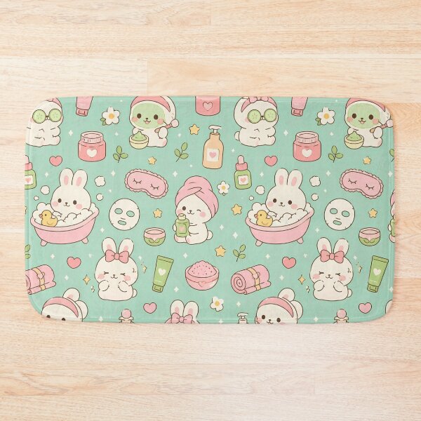 Item preview, Kawaii Bunny Spa Self Care Pattern designed and sold by Soft Berry Studio.