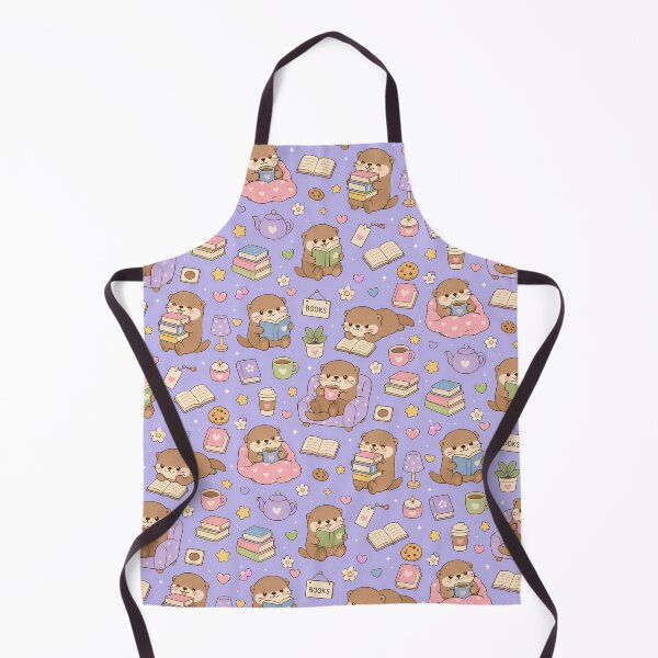 Item preview, Cozy Otter Reading Coffee Kawaii Pattern designed and sold by Soft Berry Studio.