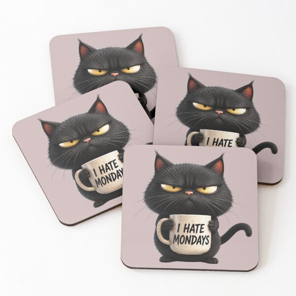 Item preview, I Hate Mondays Grumpy Black Cat Coffee Mug Funny Monday Mood Sarcastic Art designed and sold by PrintAura15.