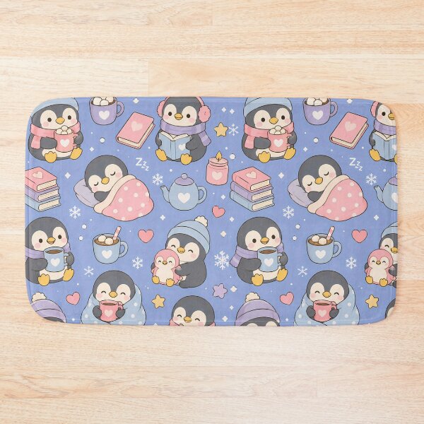 Item preview, Cozy Penguin Reading Cocoa Kawaii Pattern designed and sold by Soft Berry Studio.