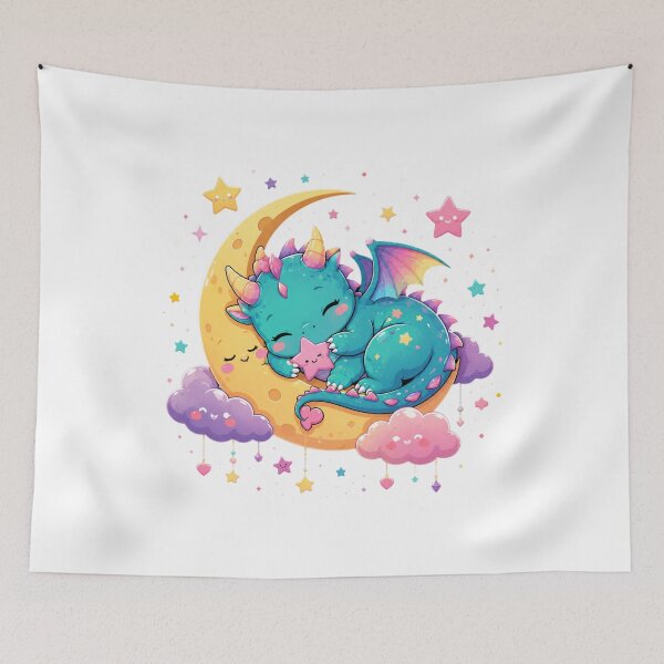 Item preview, Sleeping Baby Dragon on the Moon designed and sold by Mysthor-Designs.