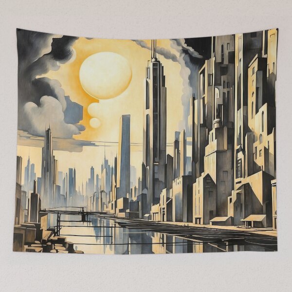 Item preview, Golden Hour Art Deco Skyscraper Avenue designed and sold by semenol.