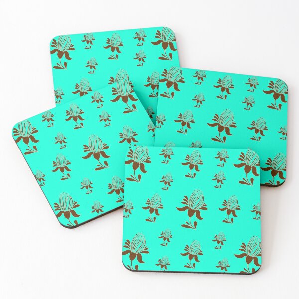 Item preview, Simple brown wild flower seamless pattern on turquoise backdrop. designed and sold by AdesignbyG.