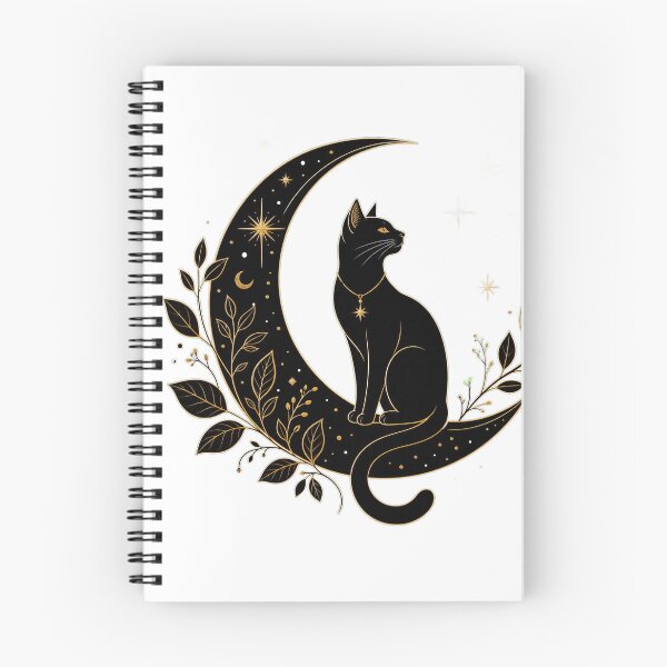 Item preview, Minimalist Black Cat Sitting on Crescent Moon designed and sold by MedRoh.
