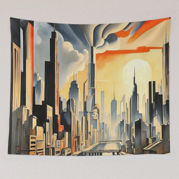 Item preview, Retro Urban Skyline with Dramatic Art Deco Architecture designed and sold by semenol.