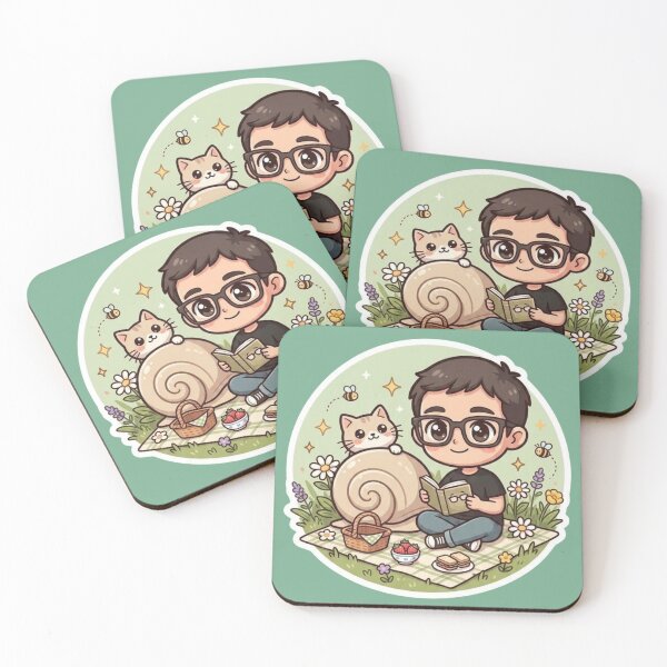 Item preview, Boy Reading with Snail Cat Picnic Illustration designed and sold by mimiartes.