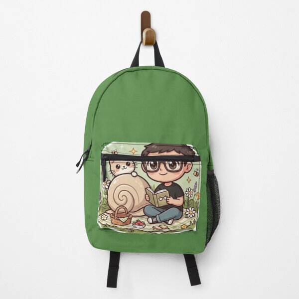 Item preview, Boy Reading with Snail Cat Picnic Illustration designed and sold by mimiartes.