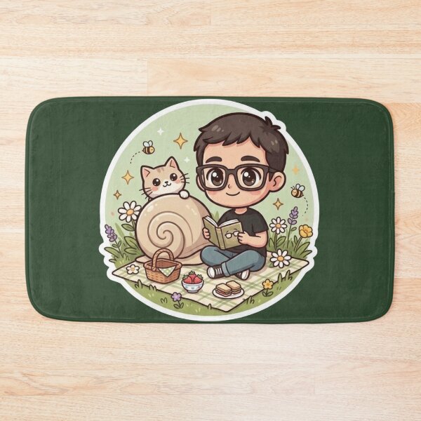 Item preview, Boy Reading with Snail Cat Picnic Illustration designed and sold by mimiartes.