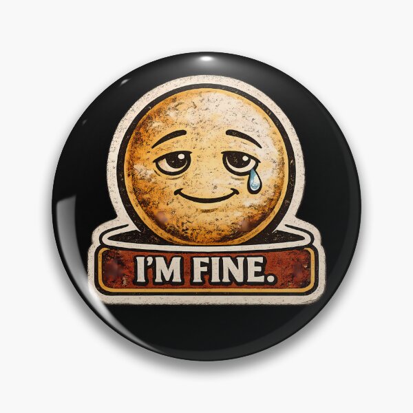 Item preview, I’M FINE. ? – Sarcastic Smiling Tear Vintage Emoji Sticker designed and sold by lazygum.