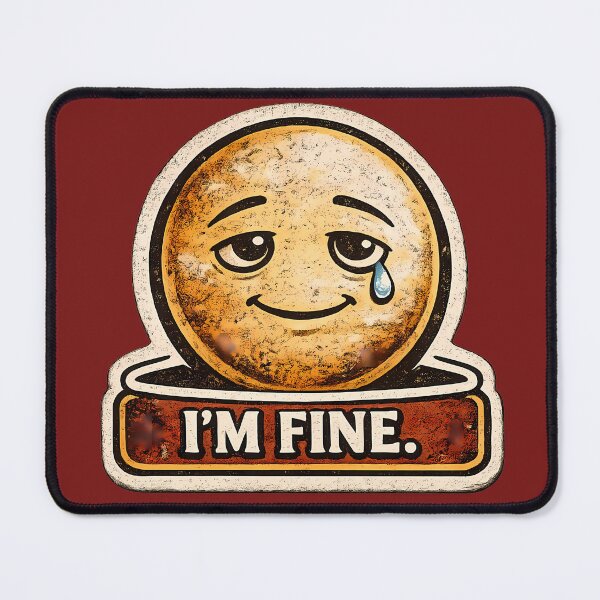 Item preview, I’M FINE. ? – Sarcastic Smiling Tear Vintage Emoji Sticker designed and sold by lazygum.