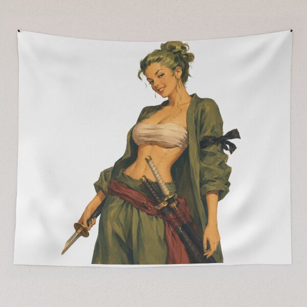 Item preview, Retro Pirate Swordswoman Pinup – Vintage Anime Inspired Warrior Art designed and sold by Cosplayvintage.