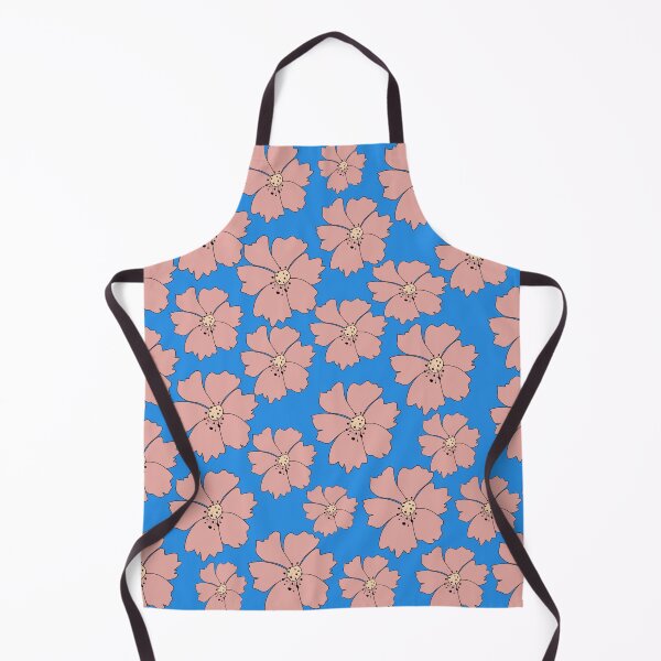 Item preview, Cute pink cosmos flowers seamless pattern on bright blue background. designed and sold by AdesignbyG.