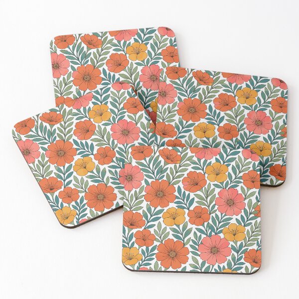 Item preview, 70s Retro Floral Pattern - Vintage Autumn Orange & Sage Green Flowers designed and sold by Far Out Goods.