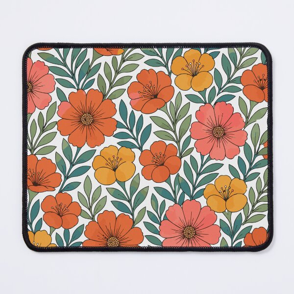Item preview, 70s Retro Floral Pattern - Vintage Autumn Orange & Sage Green Flowers designed and sold by Far Out Goods.