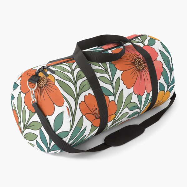 Item preview, 70s Retro Floral Pattern - Vintage Autumn Orange & Sage Green Flowers designed and sold by Far Out Goods.